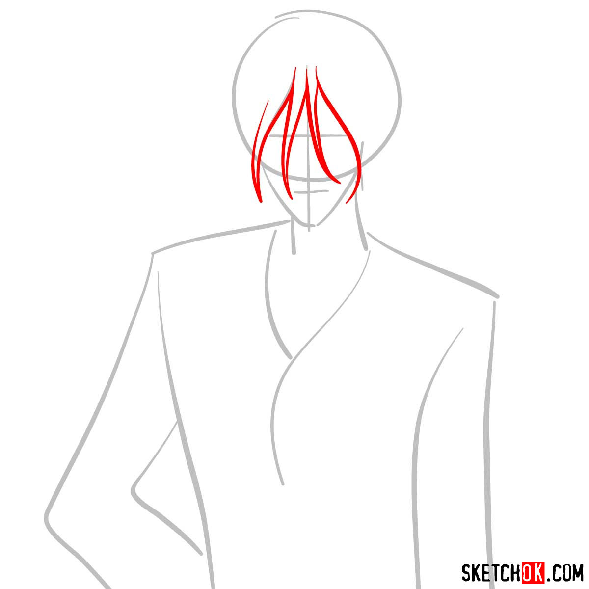 How to draw Gren from Cowboy Bebop anime - step 03