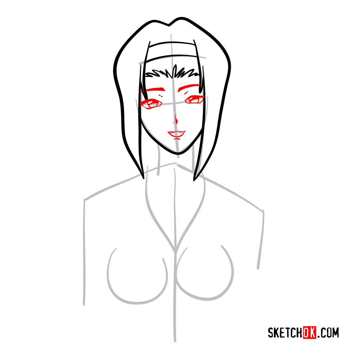 How to draw Faye Valentine from Cowboy Bebop anime - step 05