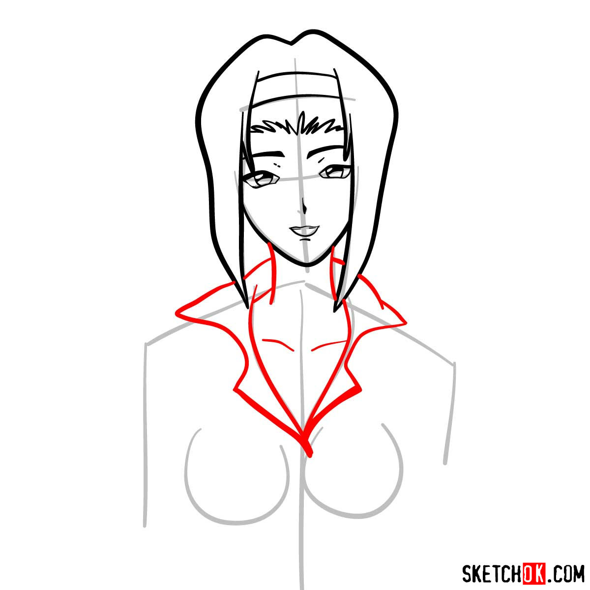 How to draw Faye Valentine from Cowboy Bebop anime - step 06