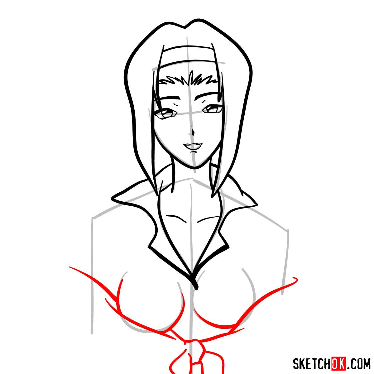 How to draw Faye Valentine from Cowboy Bebop anime - step 07