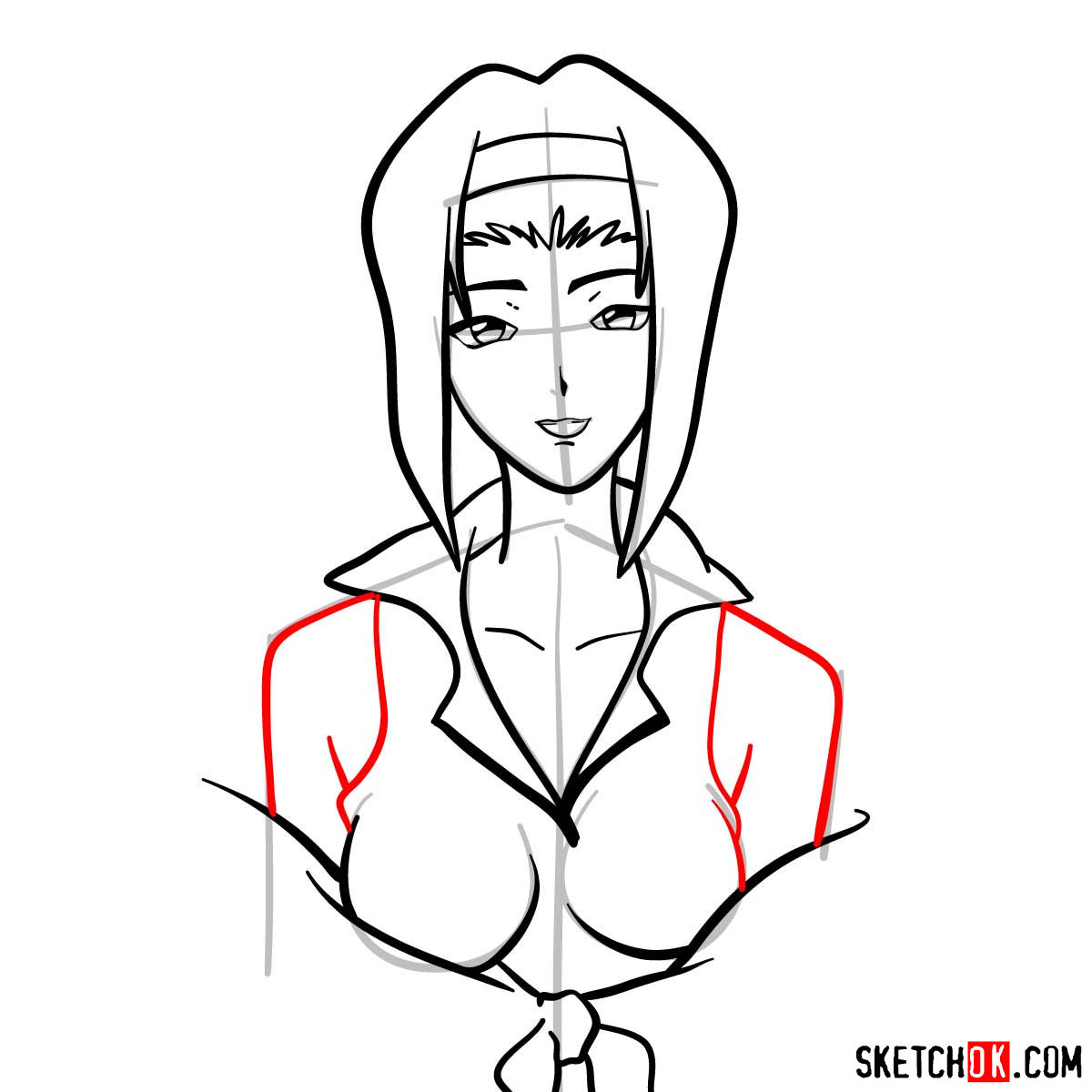 How to draw Faye Valentine from Cowboy Bebop anime - step 08