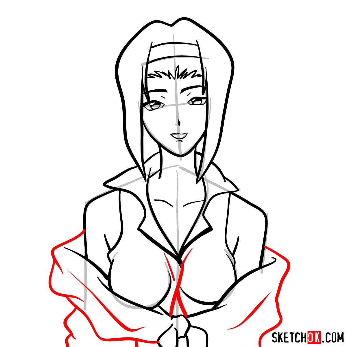 How to draw Faye Valentine from Cowboy Bebop anime - step 09