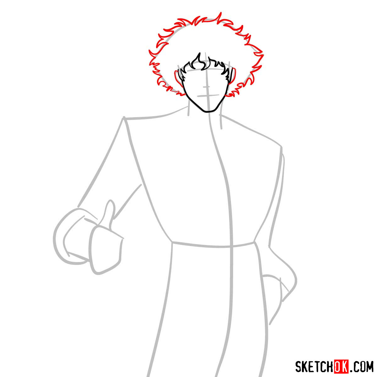 How to draw Spike Spiegel from Cowboy Bebop anime - step 04