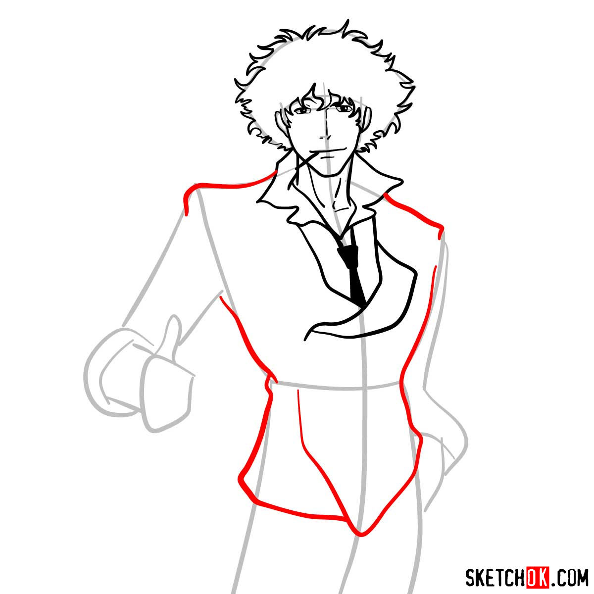 How to draw Spike Spiegel from Cowboy Bebop anime - step 08