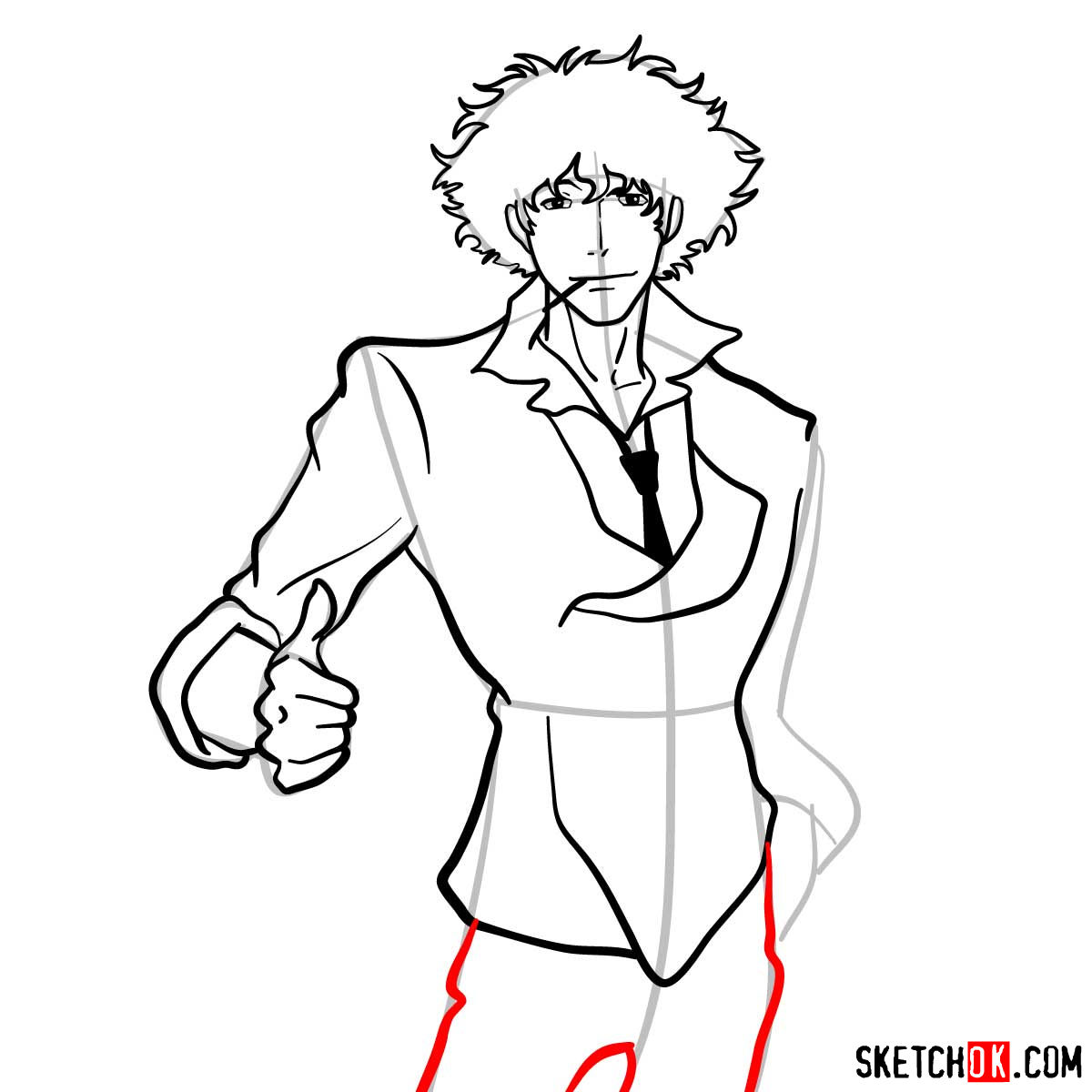 How to draw Spike Spiegel from Cowboy Bebop anime - step 10
