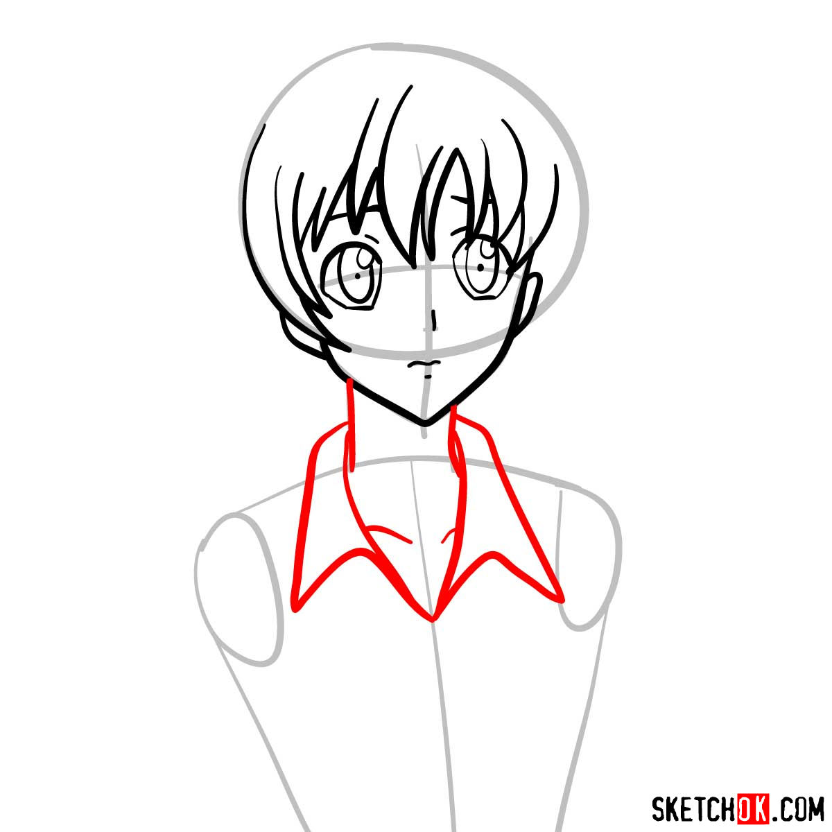 How to draw Shirley's face | Code Geass anime - step 06
