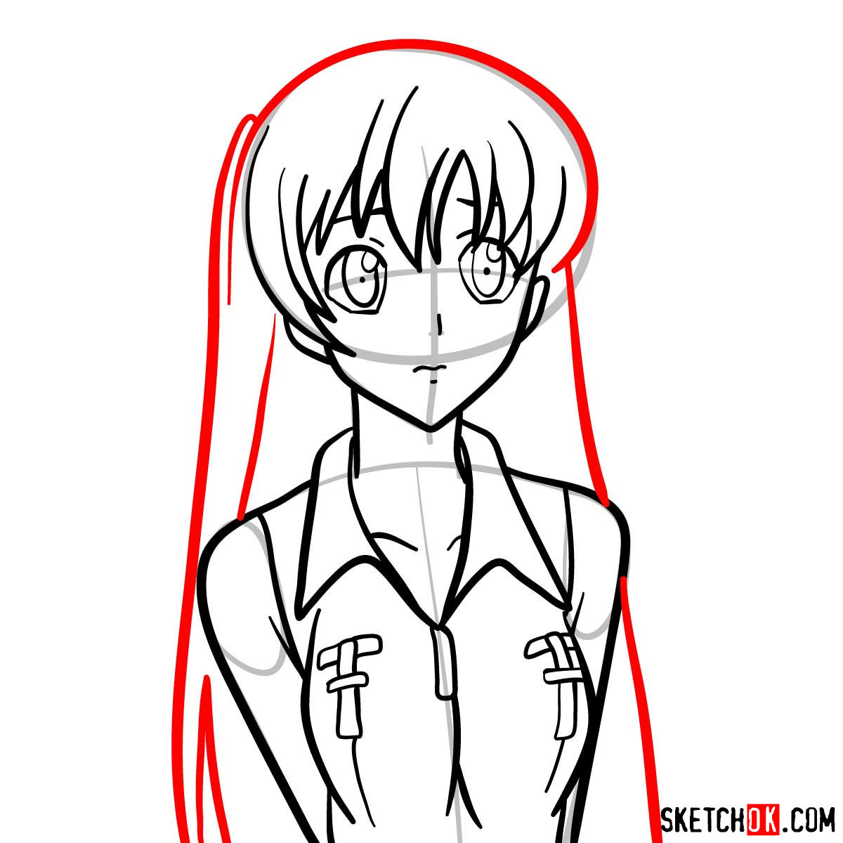 How to draw Shirley's face | Code Geass anime - step 09