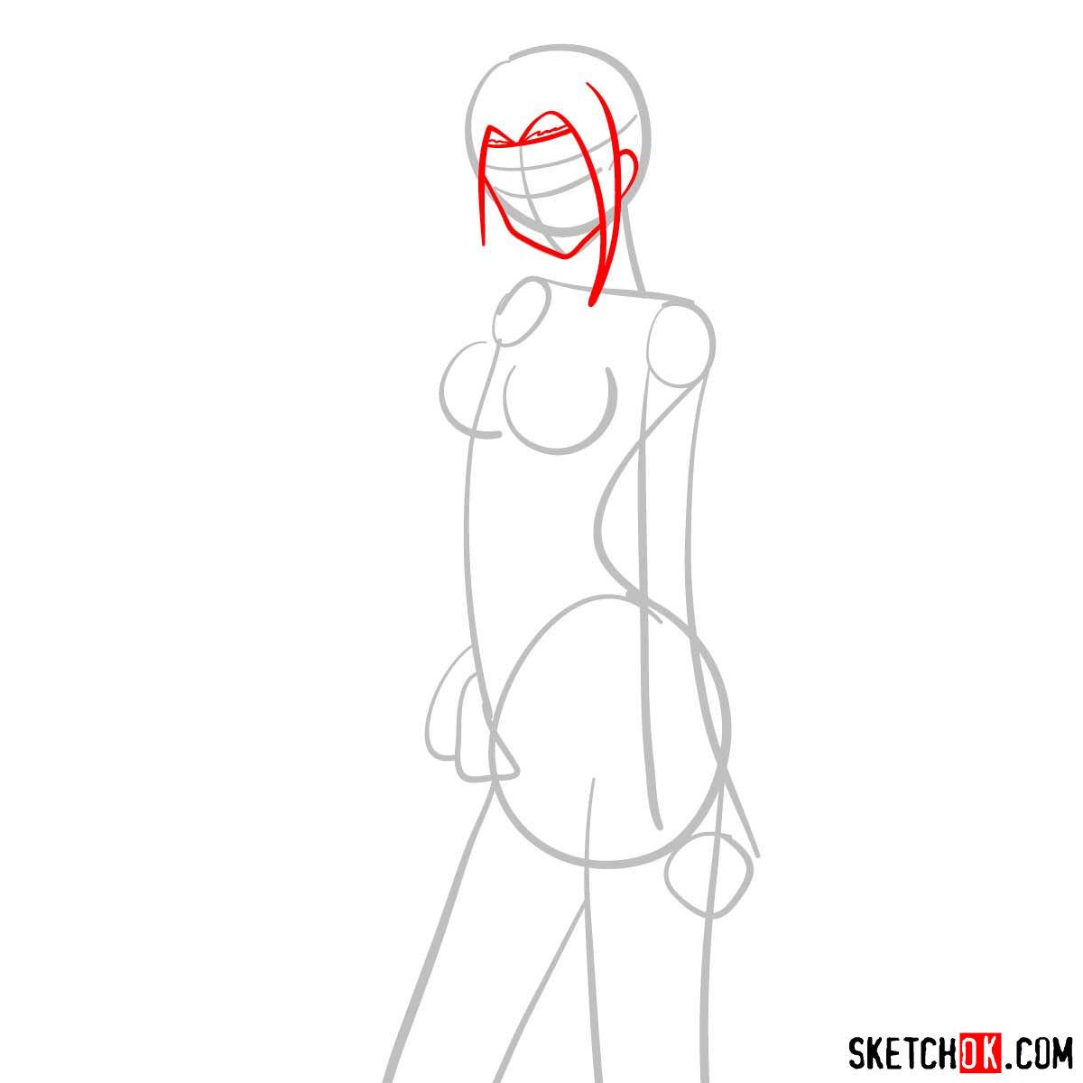 How to draw Kallen Kozuki | Code Geass anime - step 03
