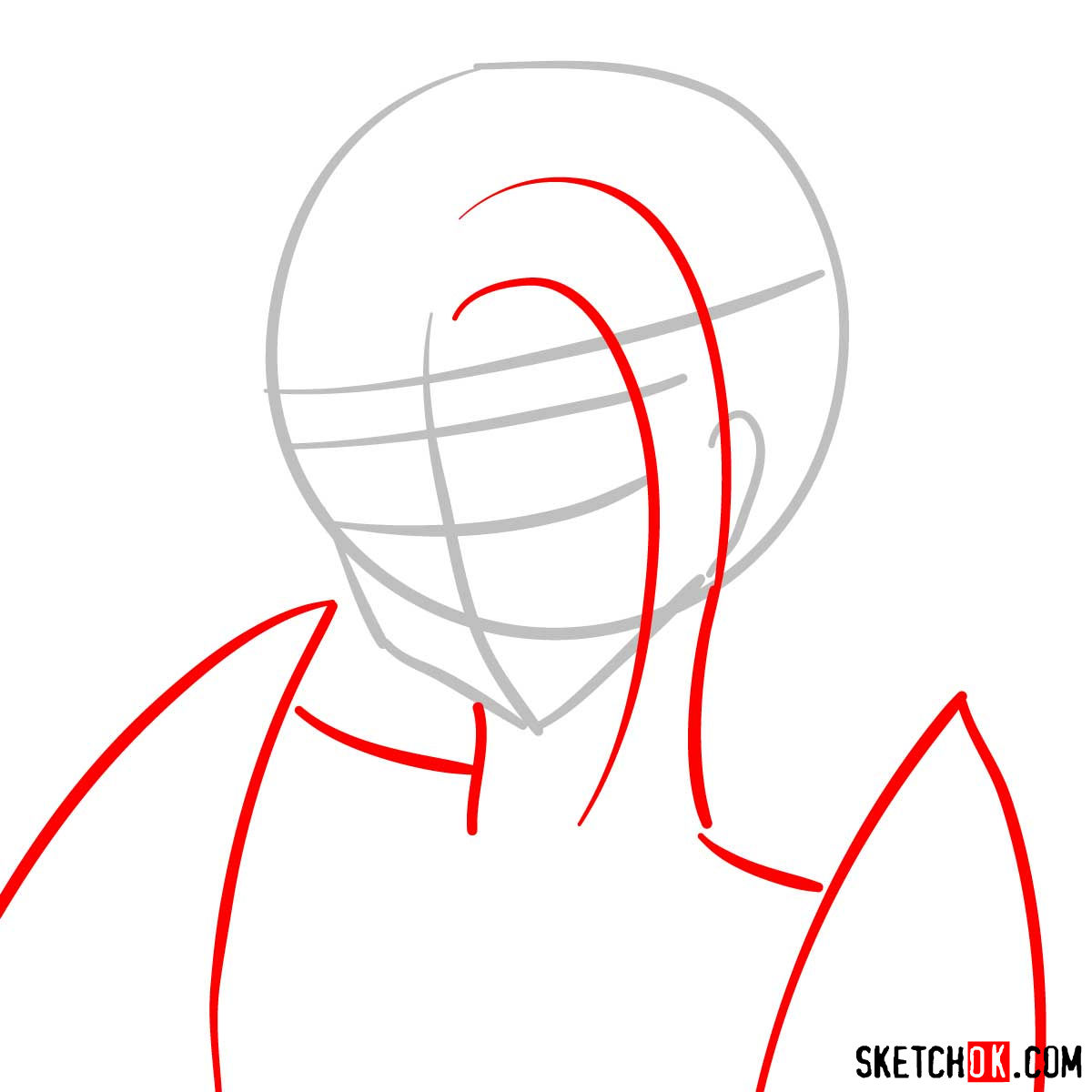 Making the drawing of Kallen Kozuki's face from Code Geass - step 02