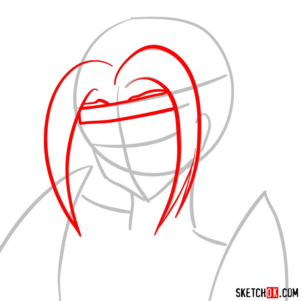 Making the drawing of Kallen Kozuki's face from Code Geass - step 03