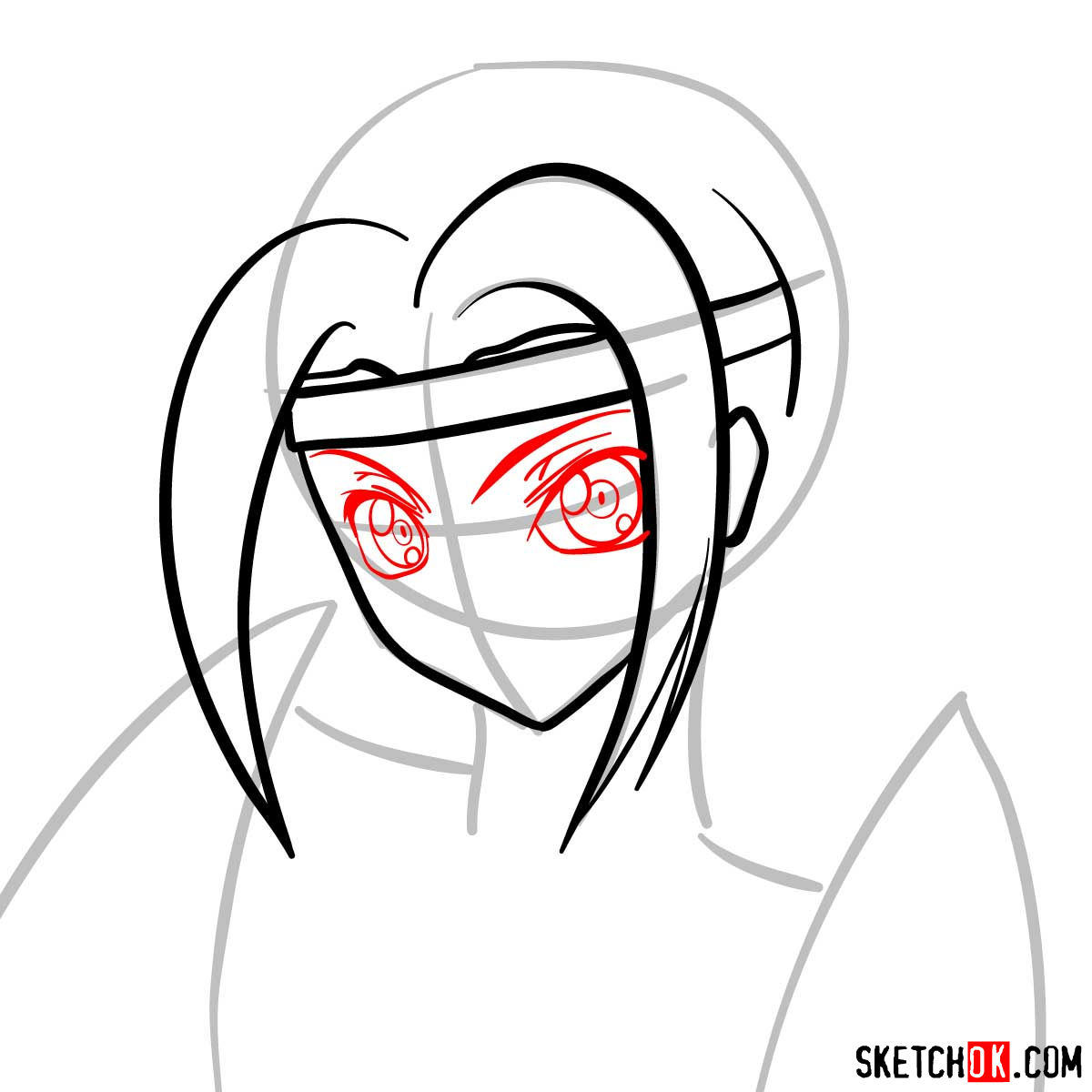 Making the drawing of Kallen Kozuki's face from Code Geass - step 05