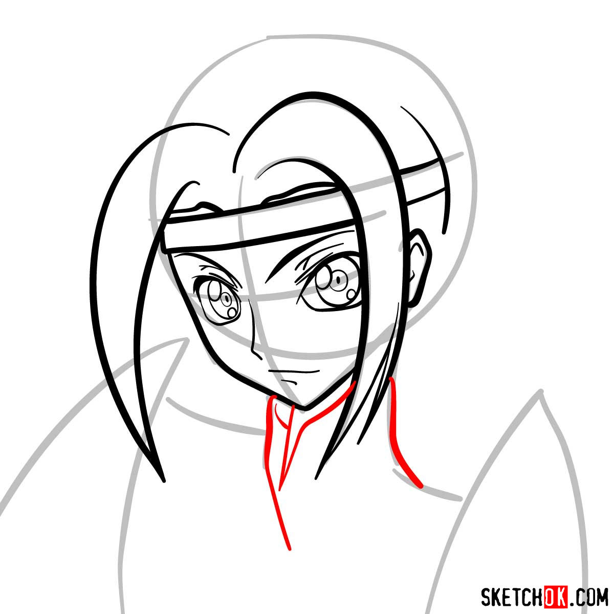 Making the drawing of Kallen Kozuki's face from Code Geass - step 07