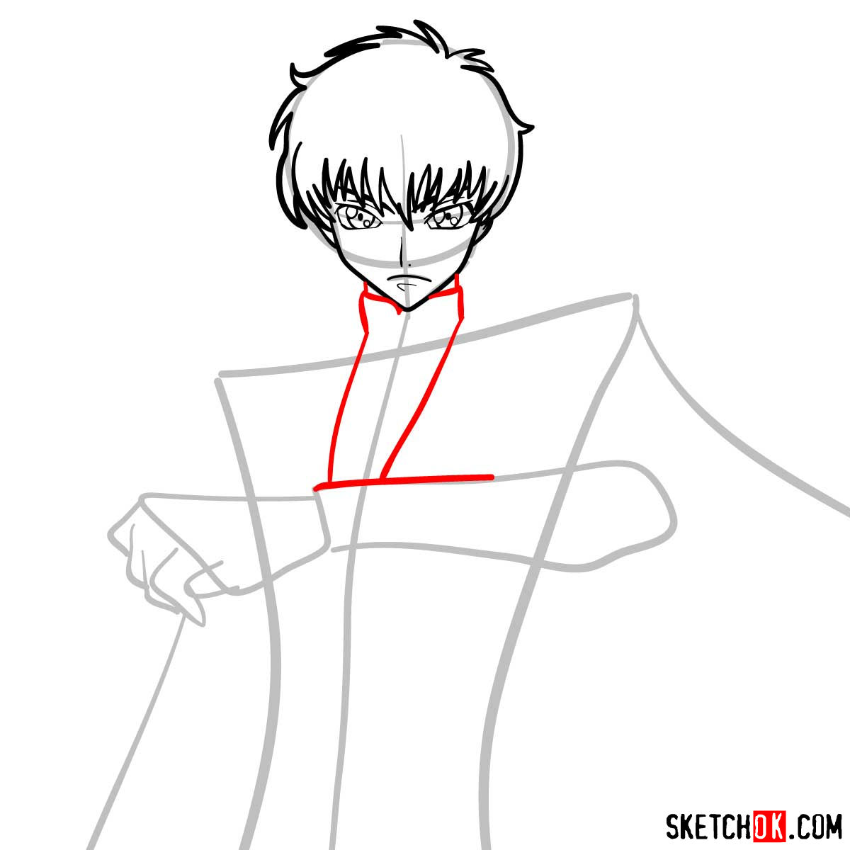 How to draw Suzaku Kururugi | Code Geass anime - step 06