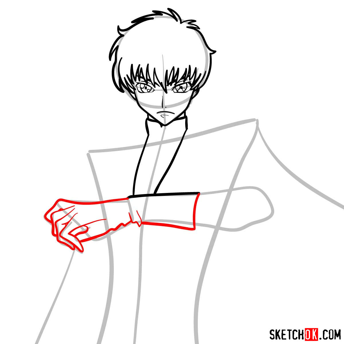 How to draw Suzaku Kururugi | Code Geass anime - step 07