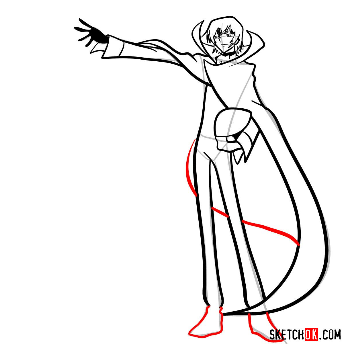How to draw Lelouch Lamperouge | Code Geass anime - step 12