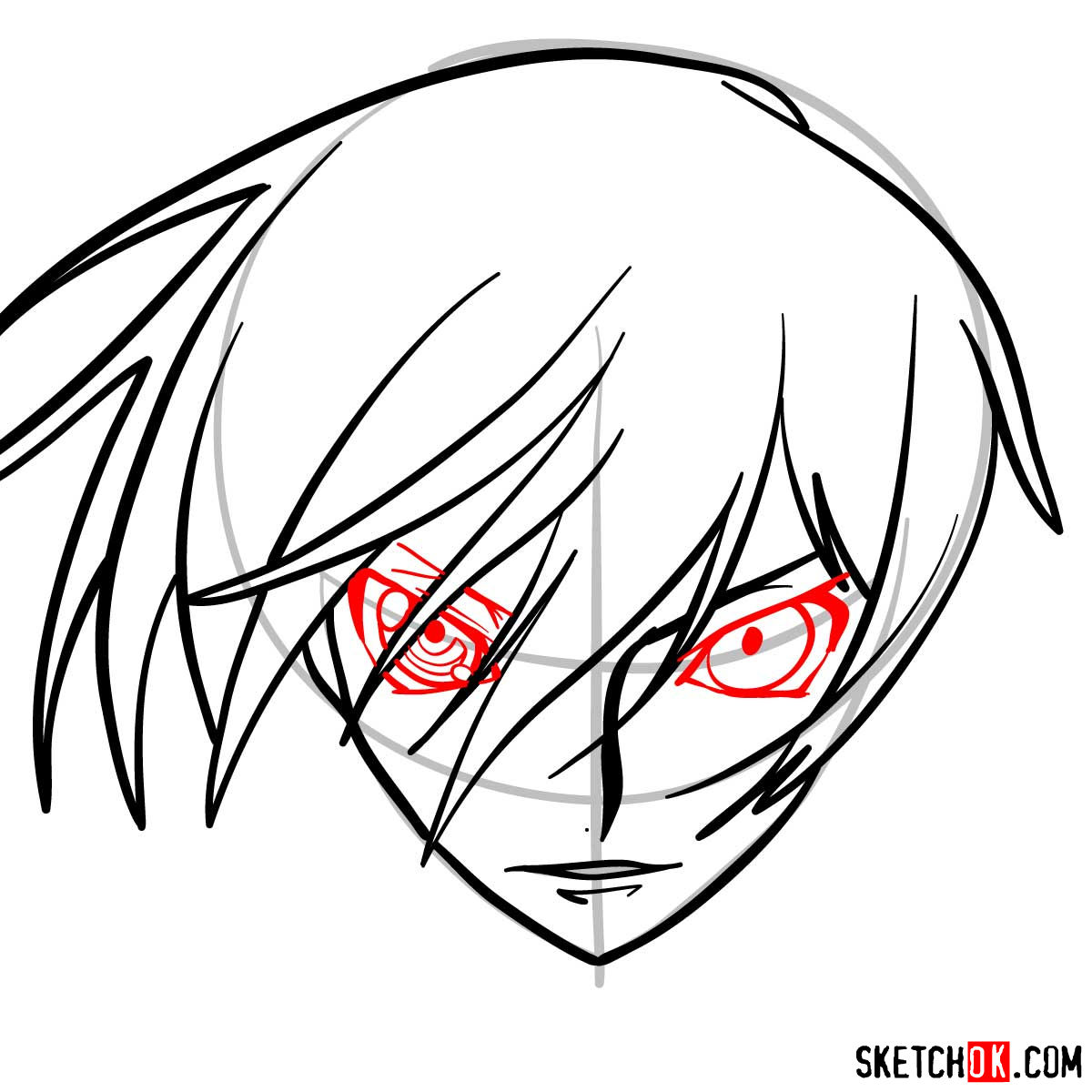 How to draw the face of Lelouch vi Britannia | Code Geass anime - step 05