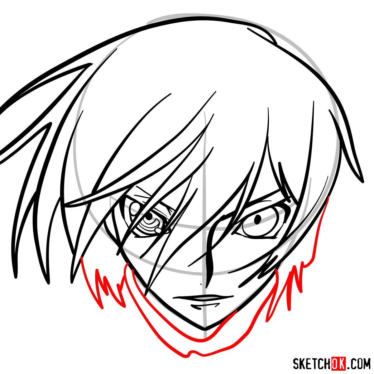 How to draw the face of Lelouch vi Britannia | Code Geass anime - step 06