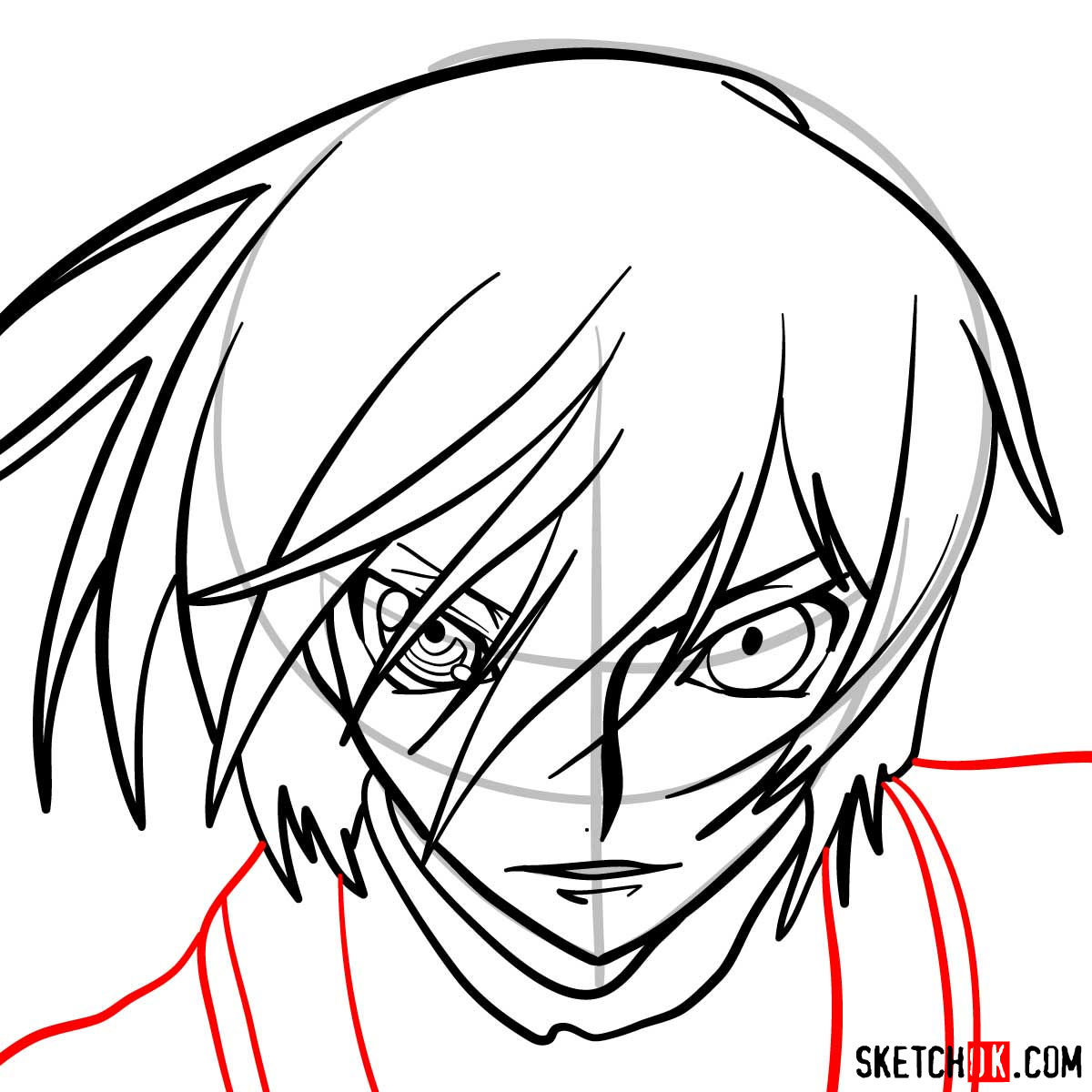 How to draw the face of Lelouch vi Britannia | Code Geass anime - step 07