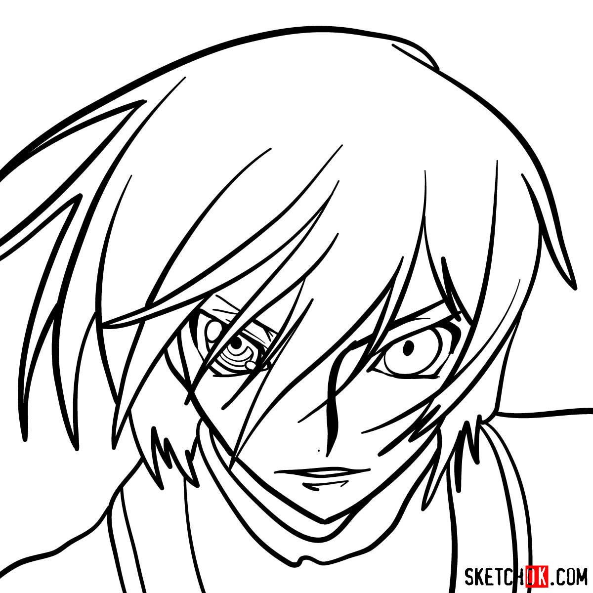 How to draw the face of Lelouch vi Britannia | Code Geass anime - step 08