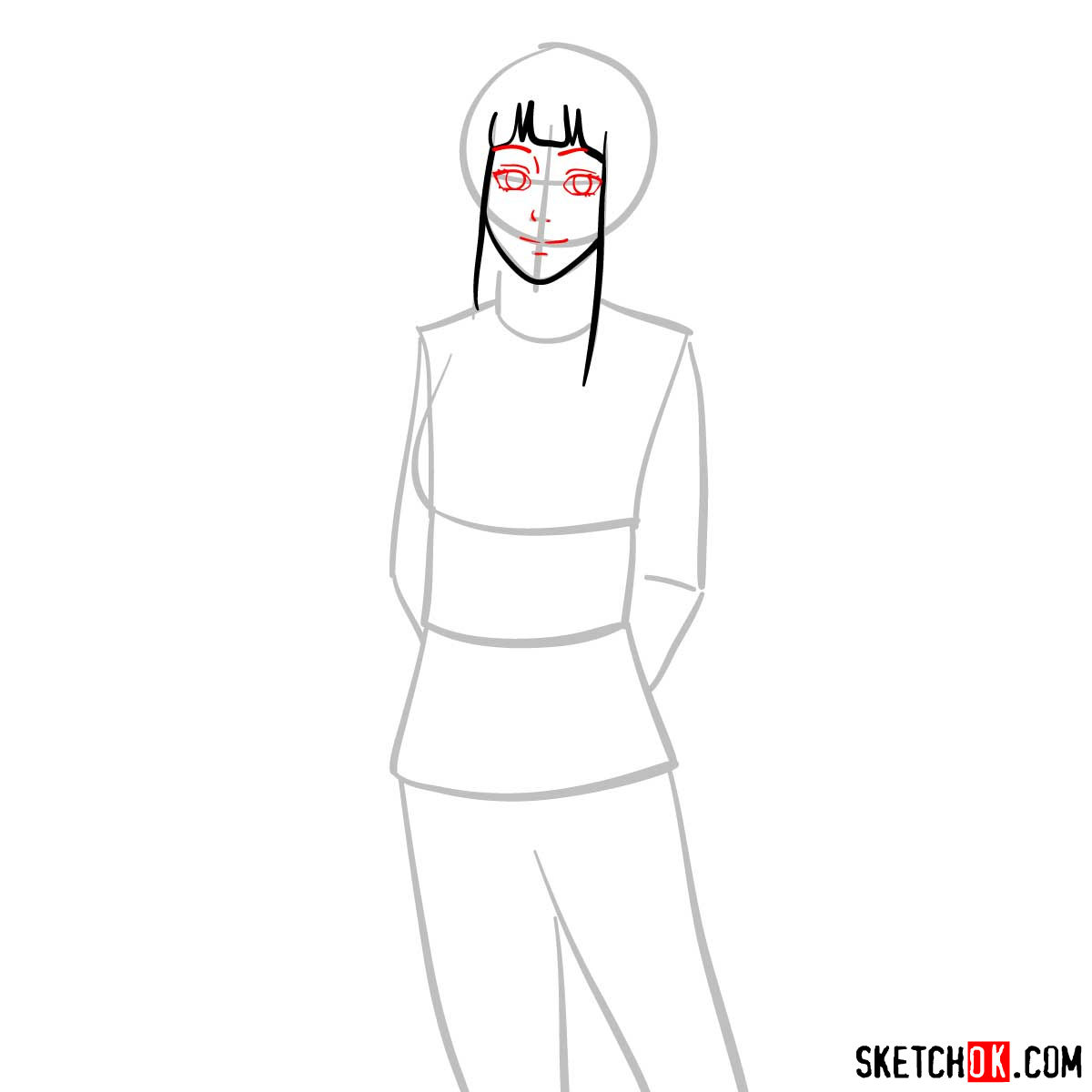 How to draw Hinata from Naruto anime - step 04