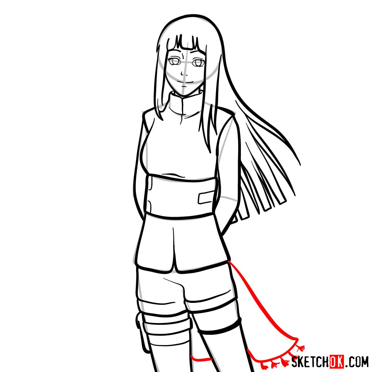 How to draw Hinata from Naruto anime - step 11