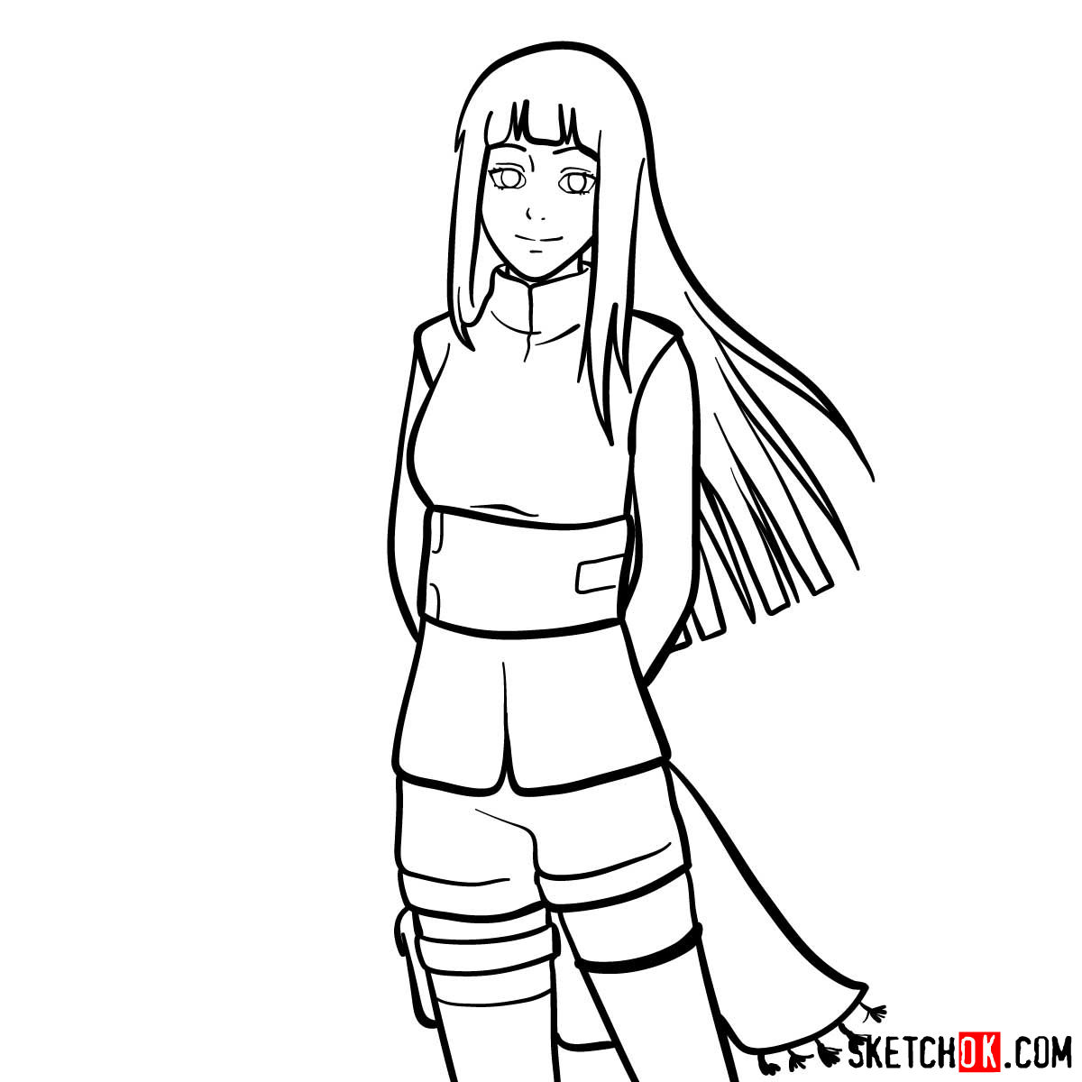 How to draw Hinata from Naruto anime - step 12