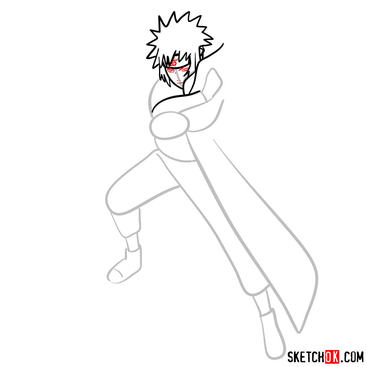 How to draw Minato Namikaze from Naruto anime - step 06