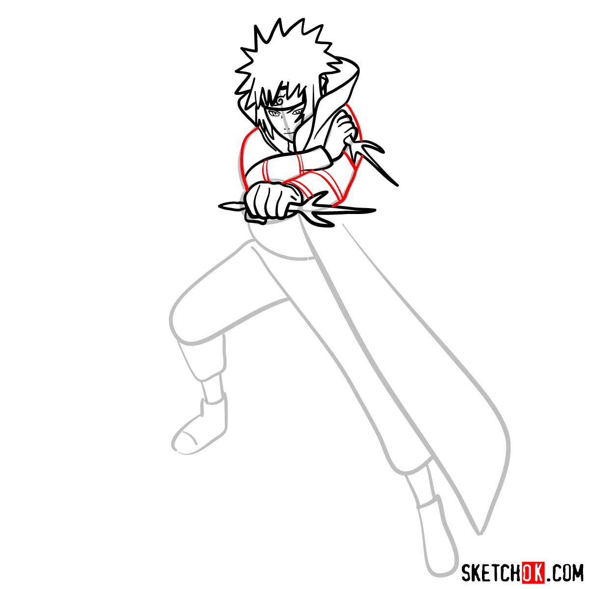 How to draw Minato Namikaze from Naruto anime - step 10