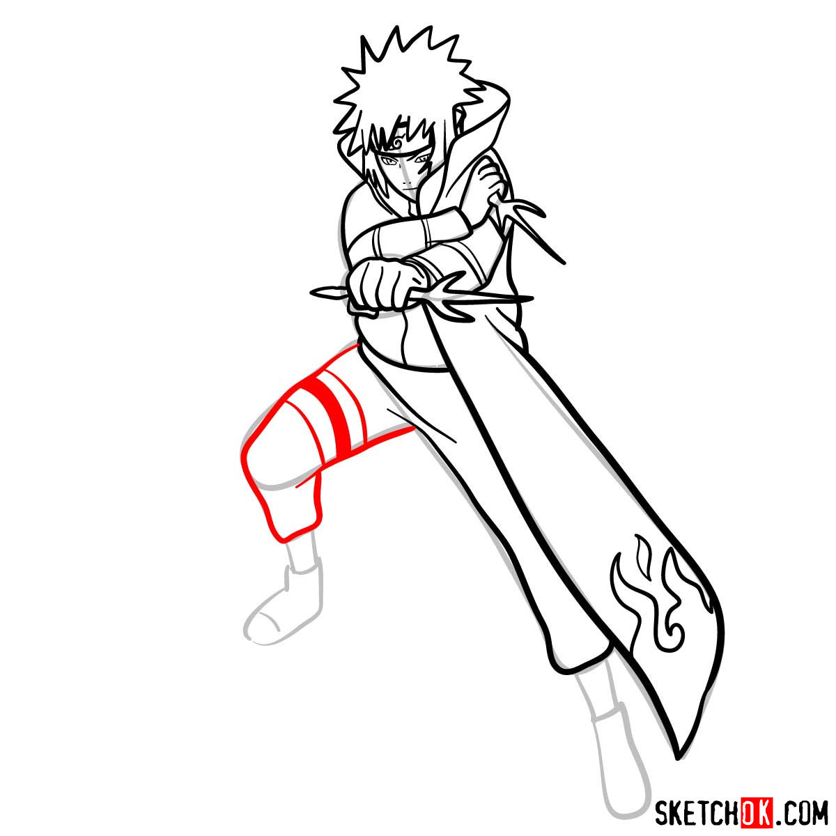 How to draw Minato Namikaze from Naruto anime - step 13