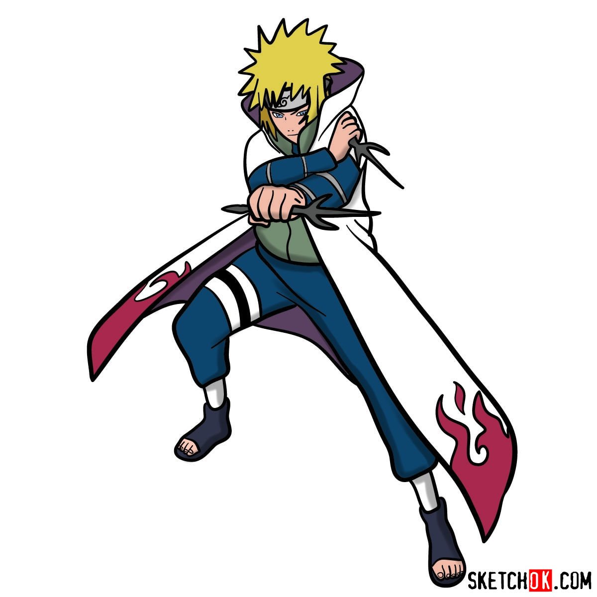 How To Draw Minato (Rasengan), Step By Step