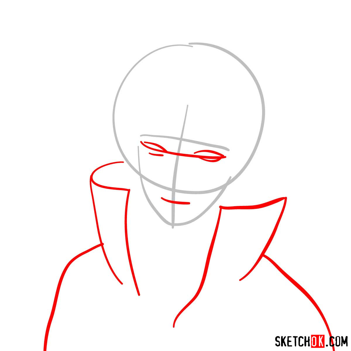 How to draw the face of Minato (Naruto) - step 02
