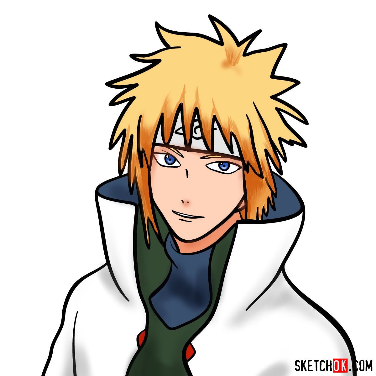 How to draw the face of Minato (Naruto)