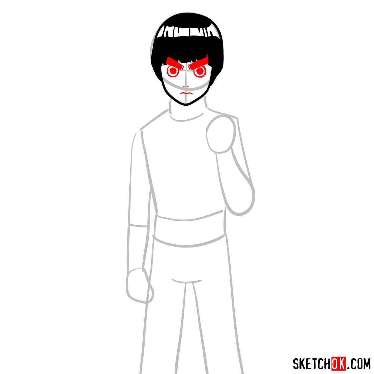 How to draw Rock Lee from Naruto anime - step 05