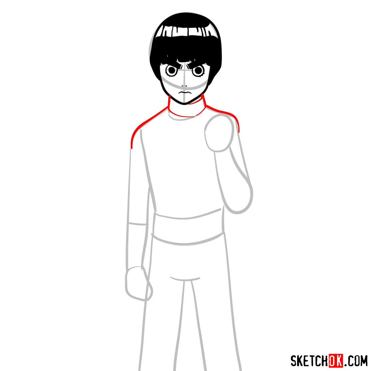 How to draw Rock Lee from Naruto anime - step 06