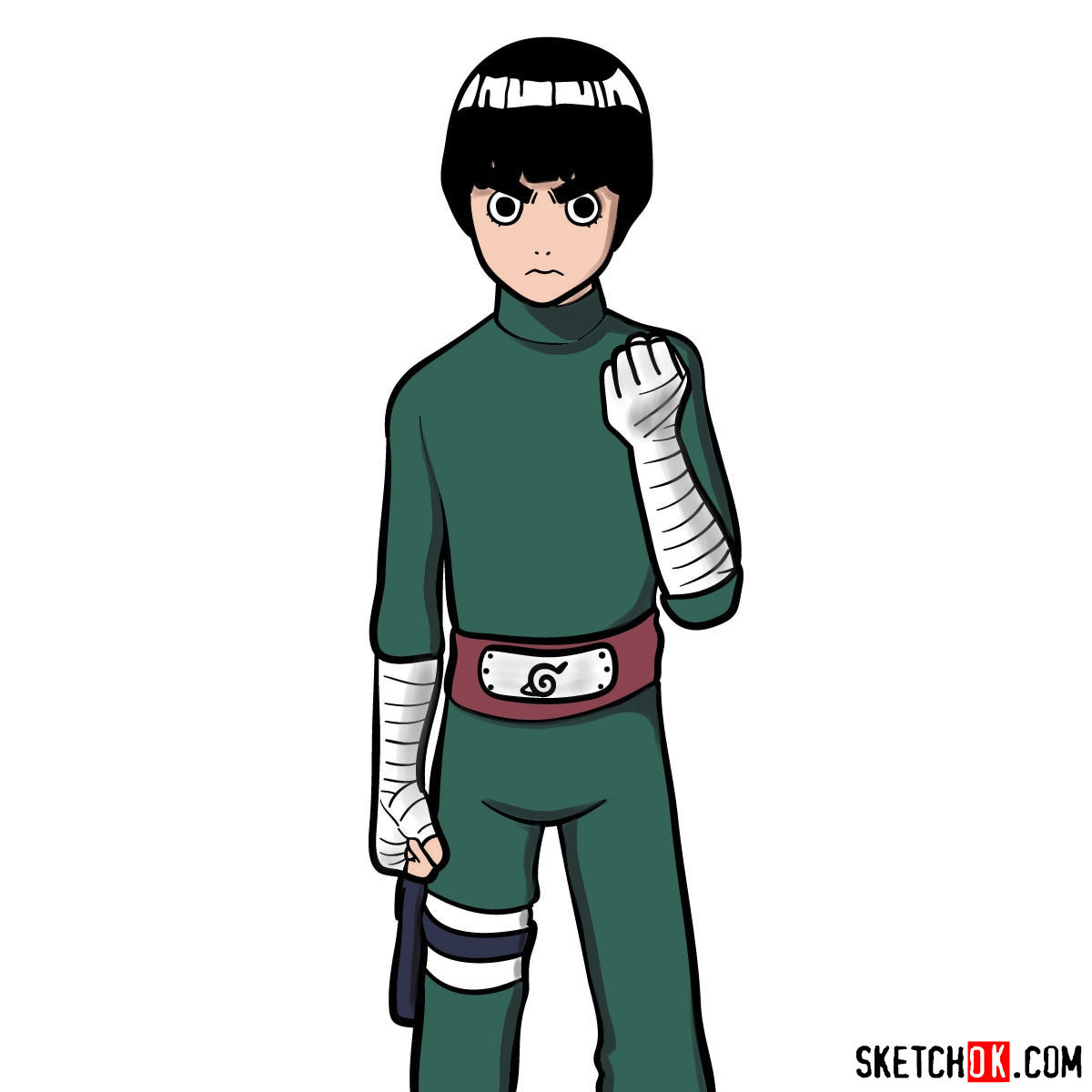 How to draw Rock Lee from Naruto anime