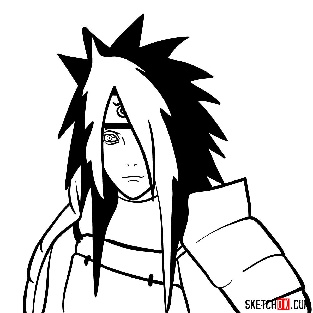 How to draw the face of Madara Uchiha (Naruto) - step 08