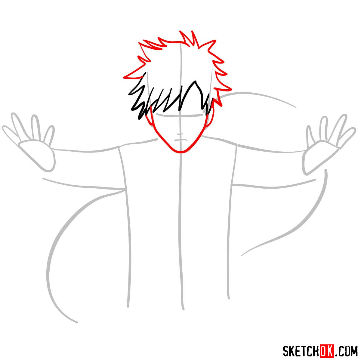 How to draw Gaara from Naruto anime - step 04