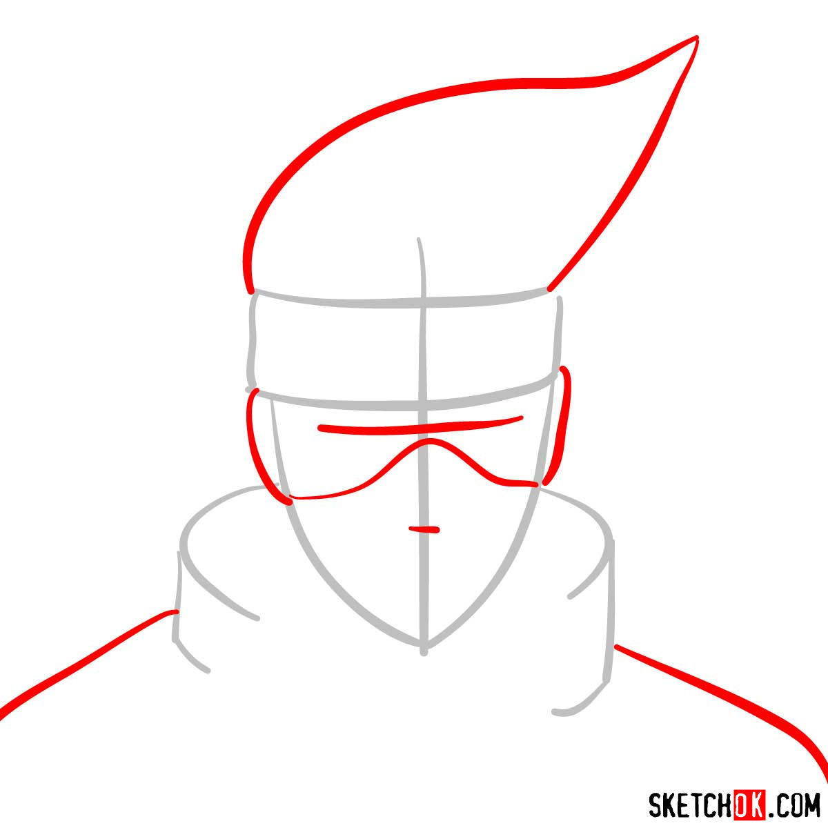 How to draw the face of Kakashi Hatake (Naruto) - step 02