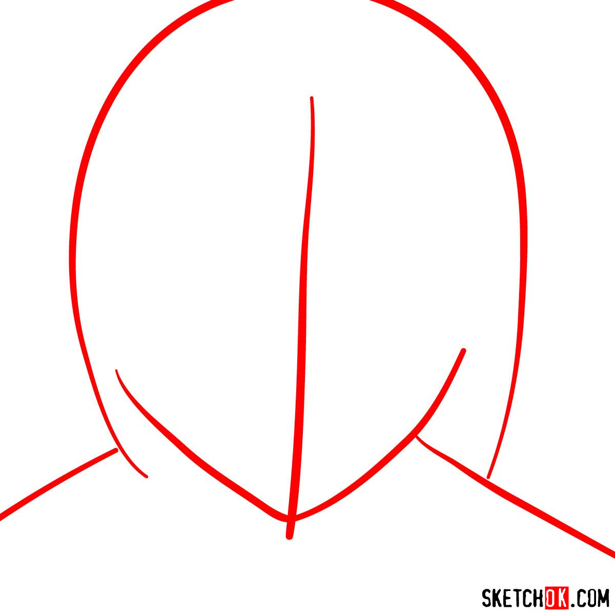 How to draw Sasuke's face (Naruto anime) - step 01