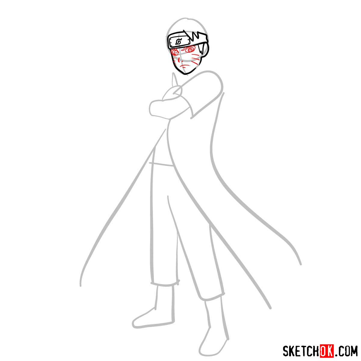 How to draw Naruto Uzumaki (Naruto anime) - step 05