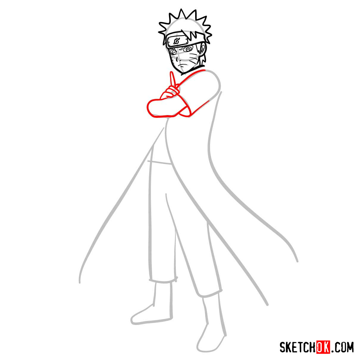 How to draw Naruto Uzumaki (Naruto anime) - step 07