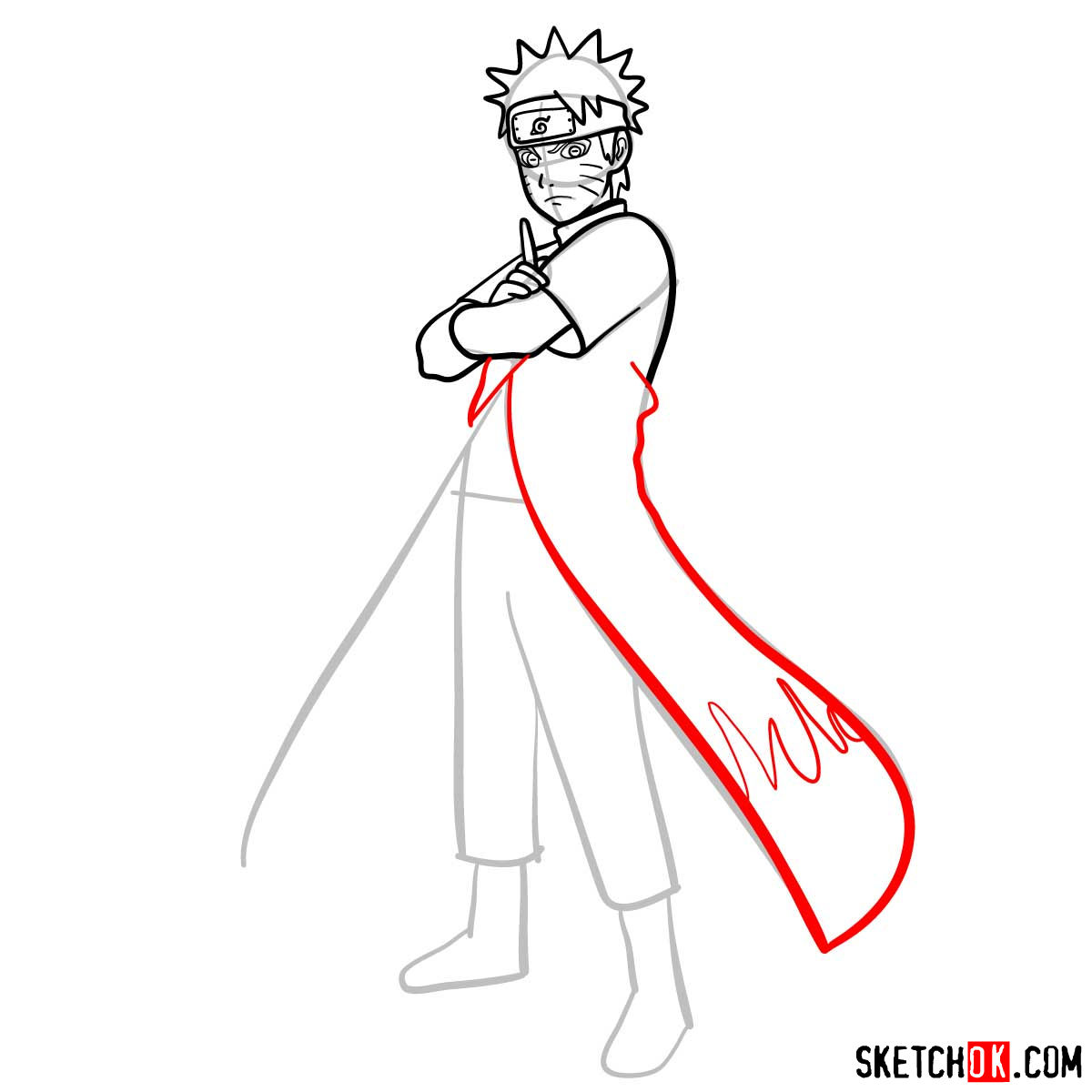 How to draw Naruto Uzumaki (Naruto anime) - step 09