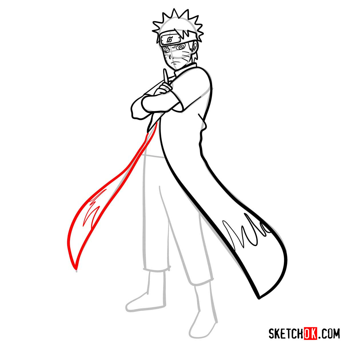 How to draw Naruto Uzumaki (Naruto anime) - step 10