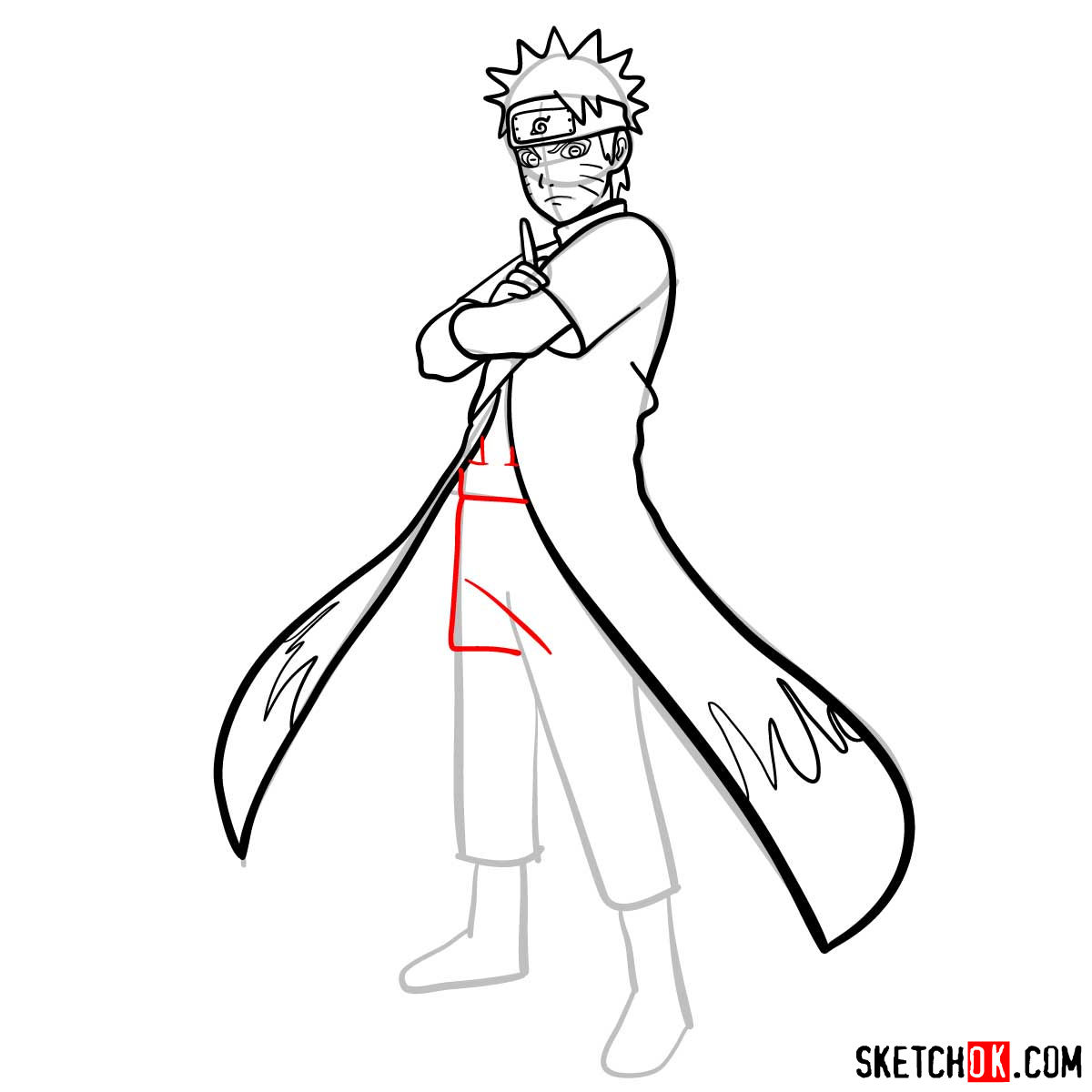 How to draw Naruto Uzumaki (Naruto anime) - step 11