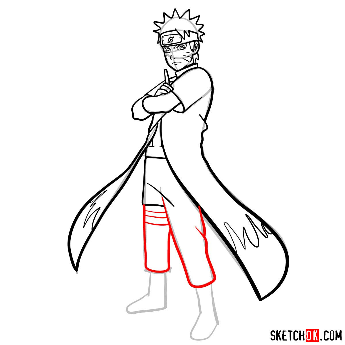 How to draw Naruto Uzumaki (Naruto anime) - step 12