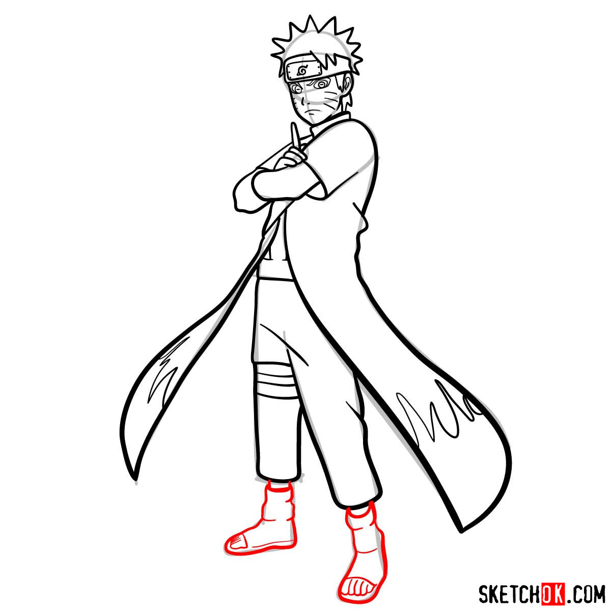 How to draw Naruto Uzumaki (Naruto anime) - step 13