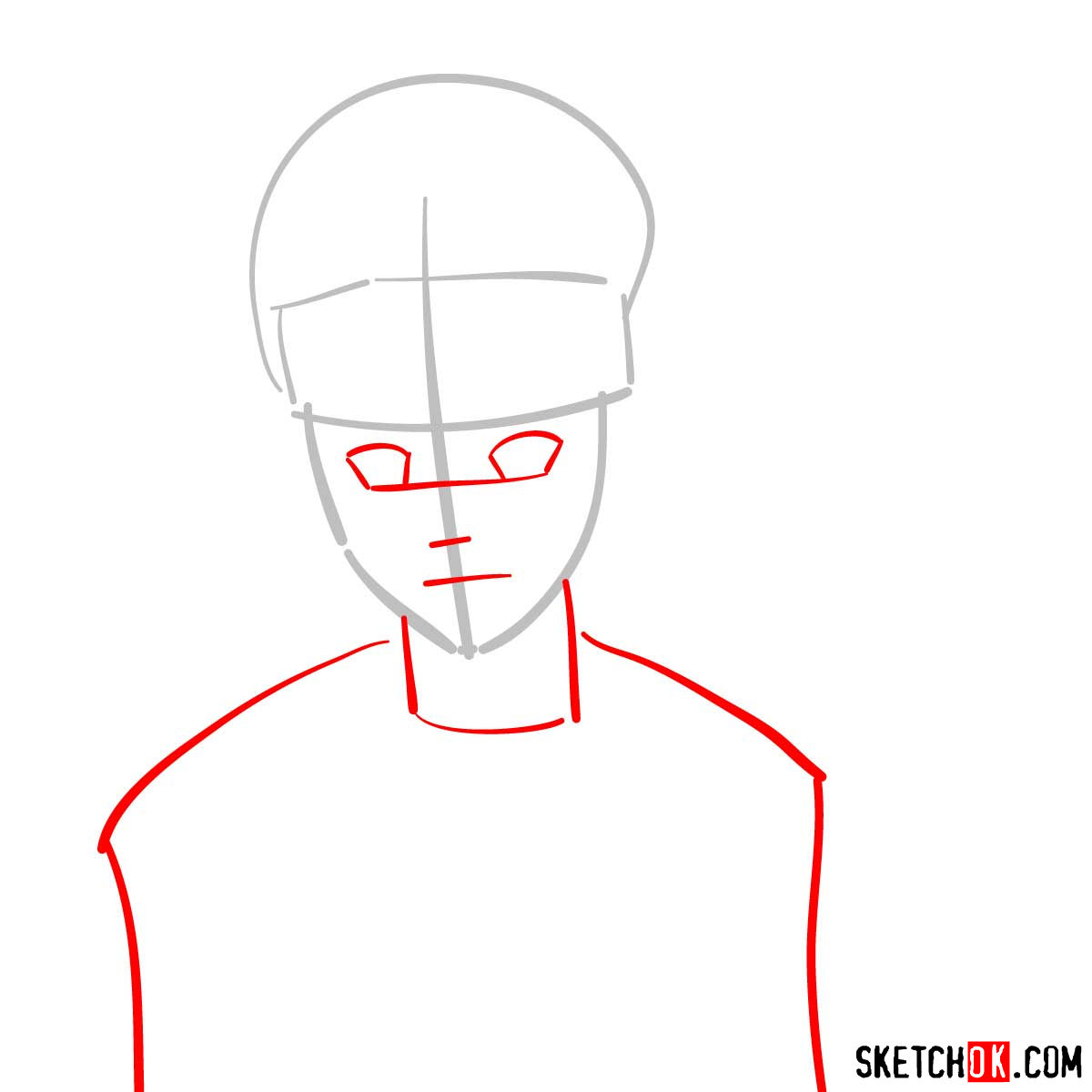 How to draw Naruto's face - step 02