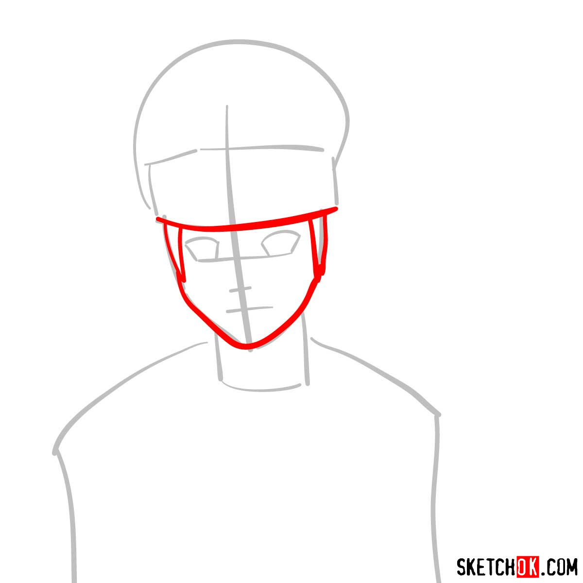 How to draw Naruto's face - step 03