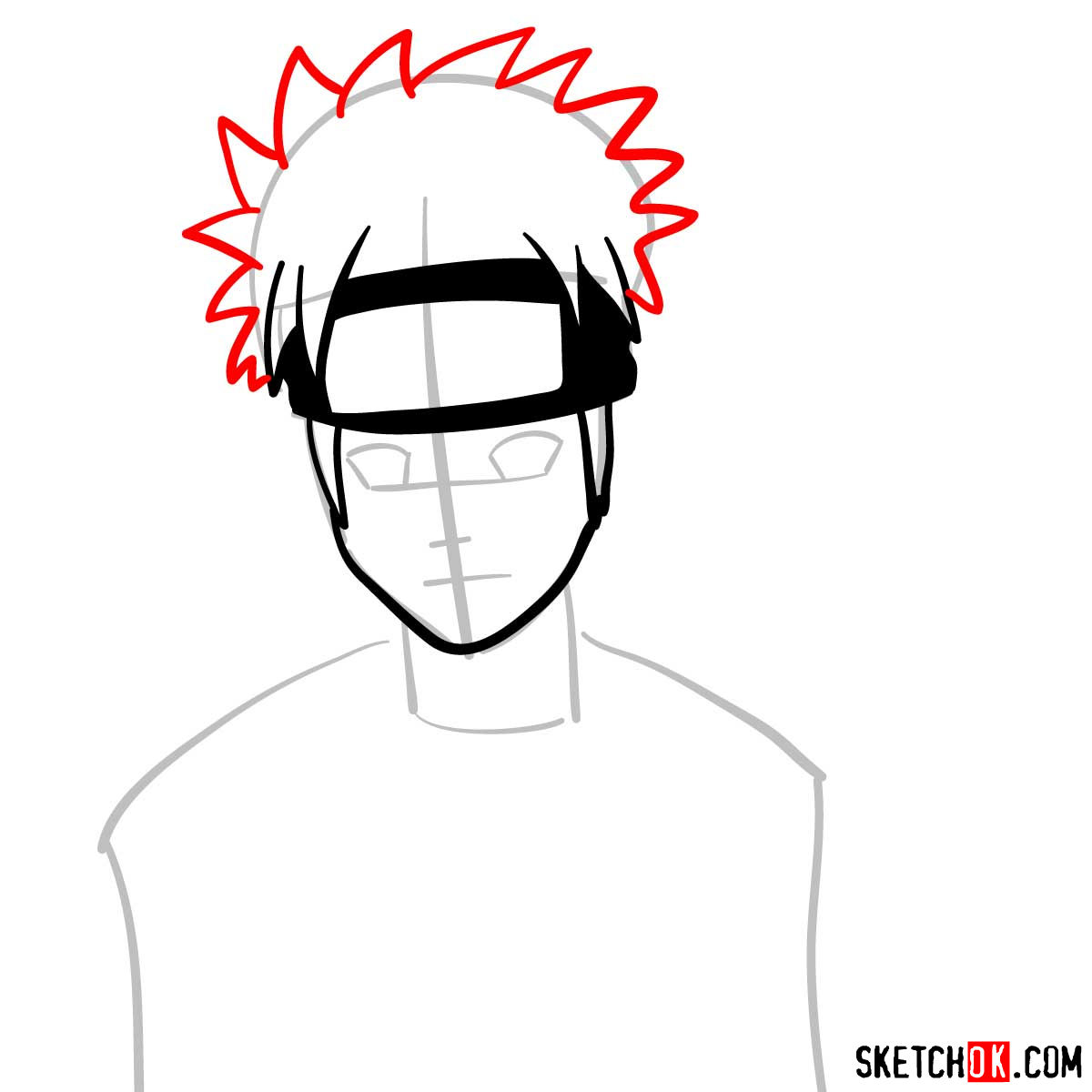 How to draw Naruto's face - step 05