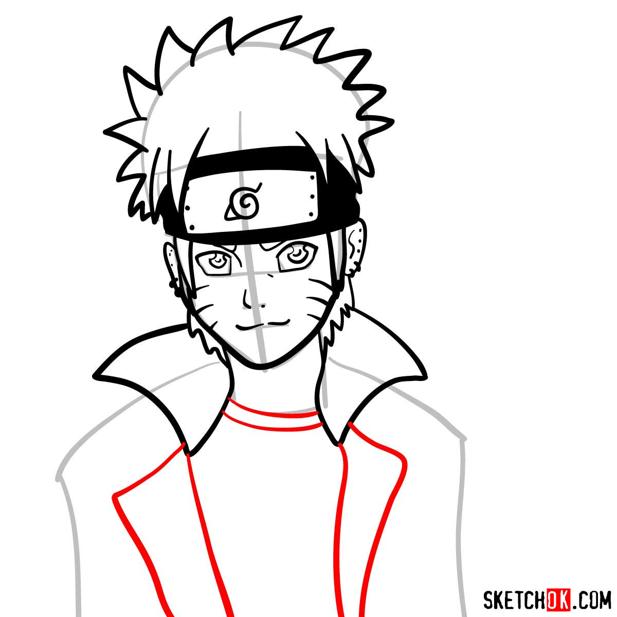 How to draw Naruto's face - step 09